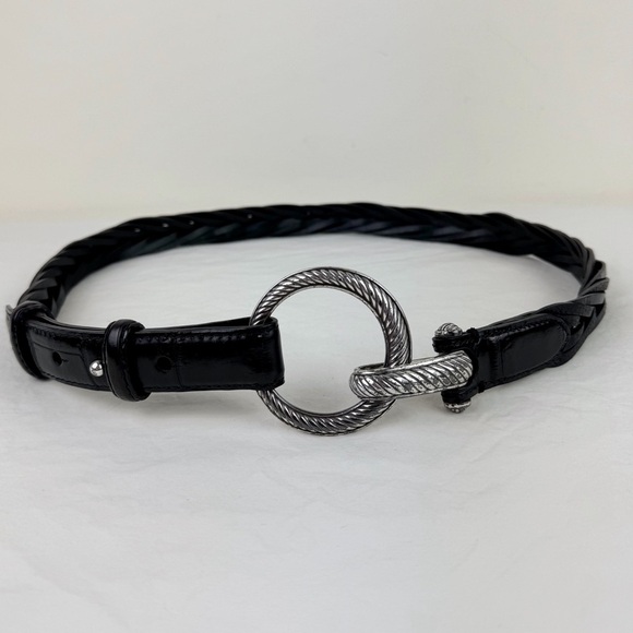 Brighton Vintage Black Leather Braided O-ring Belt - Picture 4 of 10